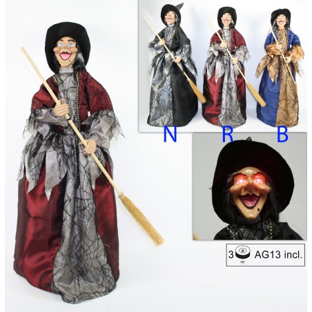 Befana with lights and sounds 60 cm available in colors for