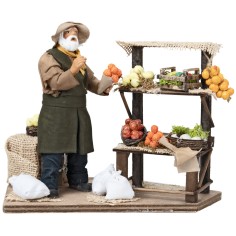 Greengrocer with counter h 17 cm in motion for Mondo Nativity scene