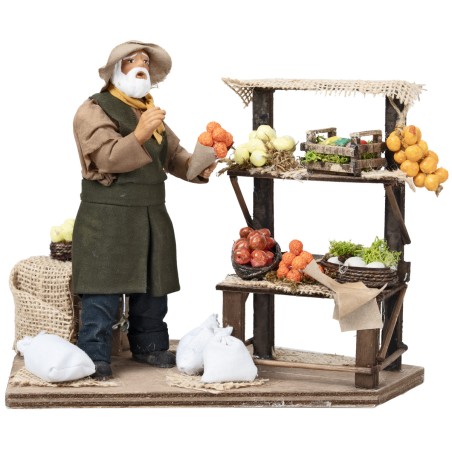 Vendedor de frutas con mostrador h 17 cm en movimiento