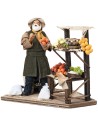 Fruttivendolo con banco h 17 cm in movimento per presepe Mondo