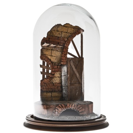 copia de Belén iluminado en campana de vidrio completo de