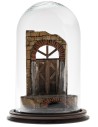 Nativity scene with arch in glass dome and wooden base ø cm