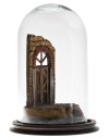 Presepe con arco in campana di vetro e base in legno ø cm