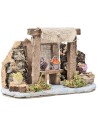 Bottega con tenda e banco con cestini cm 24,7x11x15,2 h