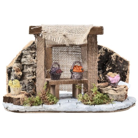 Bottega con tenda e banco con cestini cm 24,7x11x15,2 h per