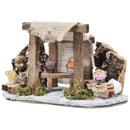 Bottega con tenda e banco con cestini cm 24,7x11x15,2 h per