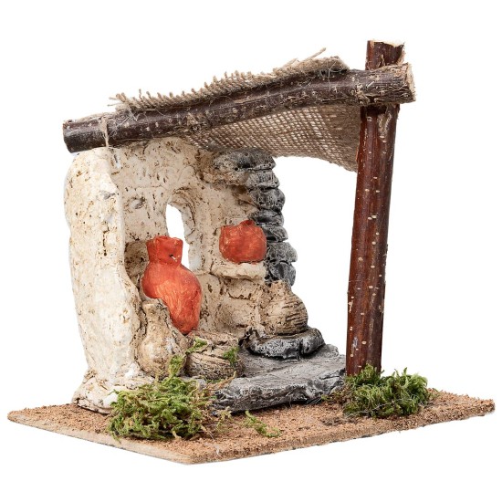 copy of Bottega con tenda e banco con cestini cm 24,7x11x15,2 h