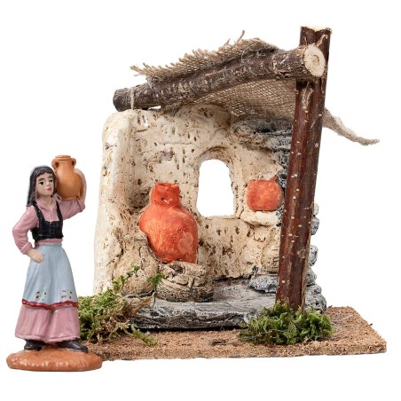 copy of Bottega con tenda e banco con cestini cm 24,7x11x15,2 h