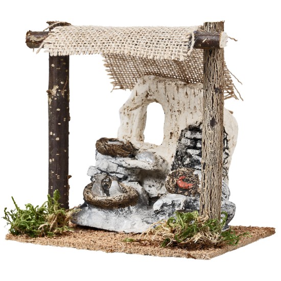 Bottega del pescivendolo con tenda cm 14,2x11,2x14,5 h