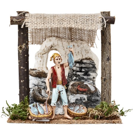 copy of Shop with awning and amphoras cm 15x11.2x14.5 h for