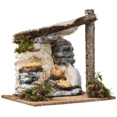 Shop with awning and bread counter cm 15x11.2x14.5 h for nativity scene