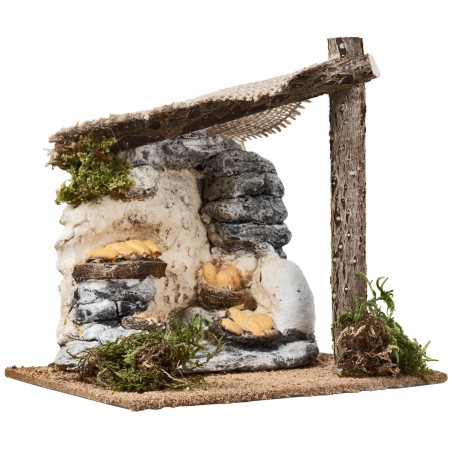 Shop with awning and bread counter cm 15x11.2x14.5 h for nativity scene