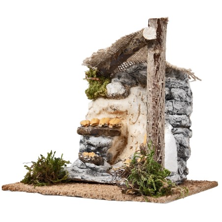 Shop with awning and bread counter cm 15x11.2x14.5 h for nativity scene