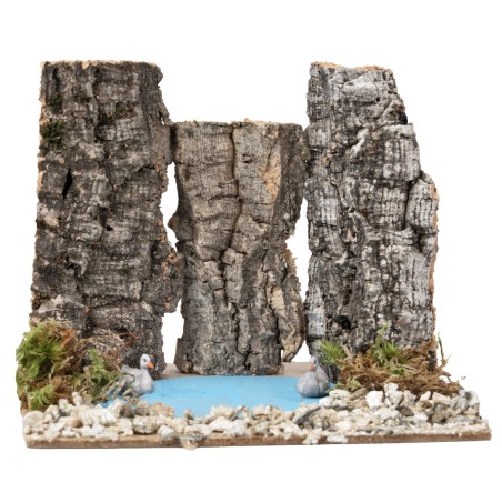 Laghetto con oche cm 15x15x12,2 h per presepe Mondo Presepi