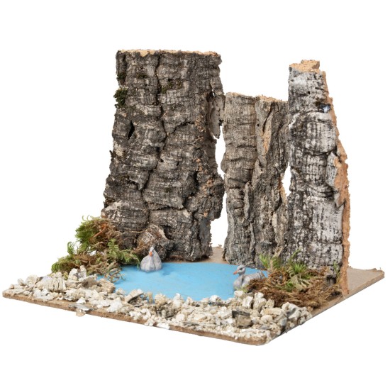 Laghetto con oche cm 15x15x12,2 h per presepe Mondo Presepi