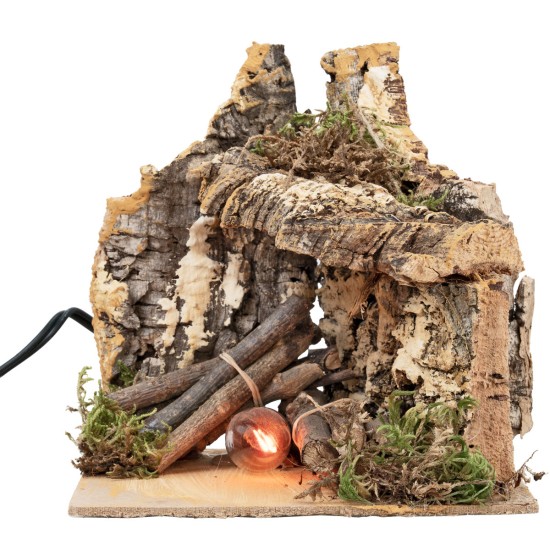 Illuminated cave with working light cm 14.2x14.2x15 h