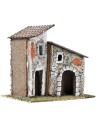 Pareja de casas con torre y ladrillos a la vista cm 18x12x16 h