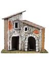 Coppia di case con torre e mattoni a vista cm 18x12x16 h