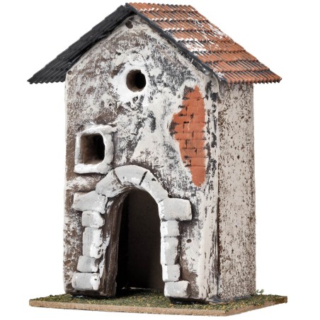 Casa con arco y ventanas irregulares cm 11,2x7,5x16 h