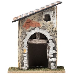 Casa con techo inclinado y arco de piedra cm 9x7,5x11,5 h