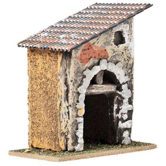 Casa con tetto spiovente e arco in pietra cm 9x7,5x11,5 h