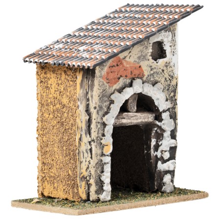 Casa con techo inclinado y arco de piedra cm 9x7,5x11,5 h