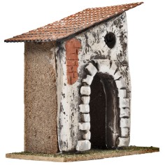 Casa con arco de piedra y techo inclinado cm 10,6x7,2x12,5 h 2