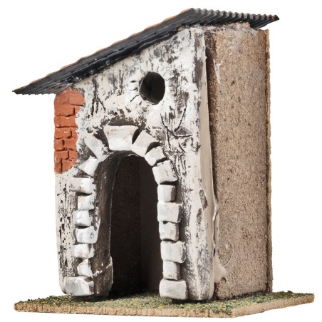 House with stone arch and sloping roof cm 10.6x7.2x12.5 h