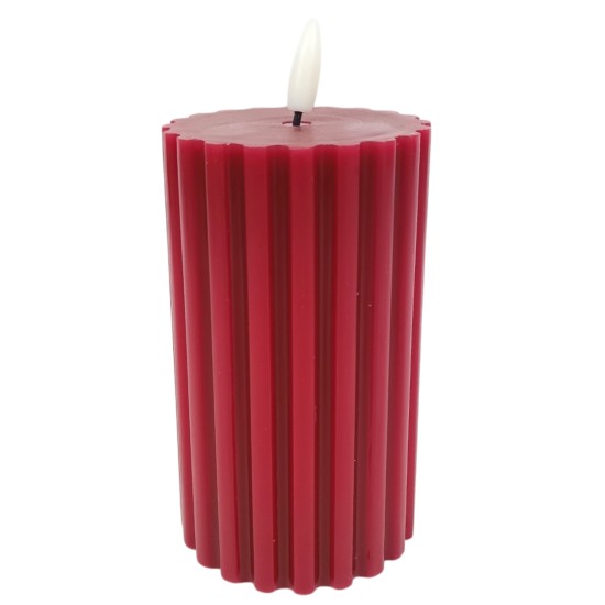 Candela rossa cilindrica con luce led effetto fiamma h 15,3 cm