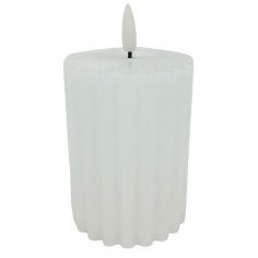 Candela bianca cilindrica con luce led effetto fiamma h 13 cm