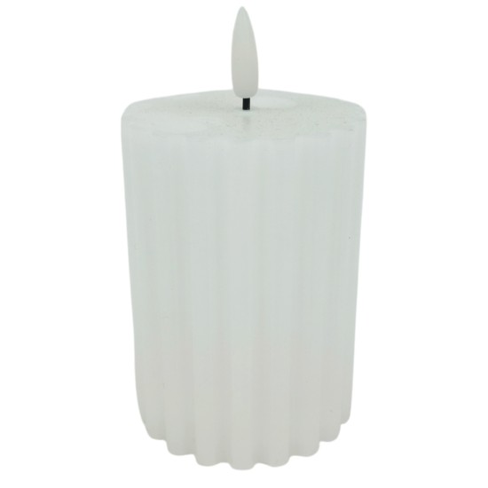 Vela blanca cilíndrica con luz LED efecto llama h 13 cm