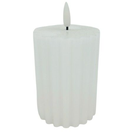 Vela blanca cilíndrica con luz LED efecto llama h 13 cm