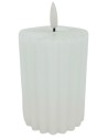 Candela bianca cilindrica con luce led effetto fiamma h 13 cm