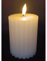 Cylindrical white candle with LED flame effect h 13 cm