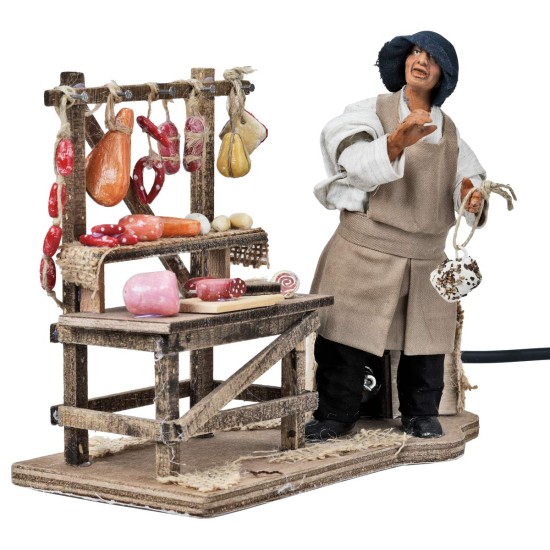 Charcutero con estante móvil 14 cm para pesebre Mondo