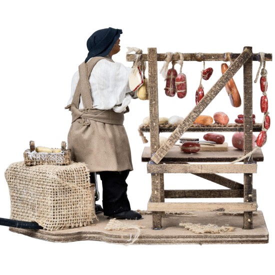Salumiere con mensola in movimento 14 cm per presepe Mondo