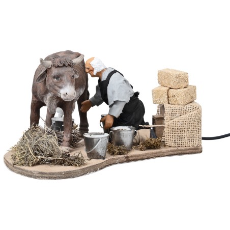 Farmer milking on the move series 14 cm for Mondo Nativity Scene