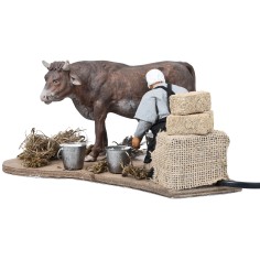 Contadino che munge in movimento serie 14 cm per presepe Mondo 2