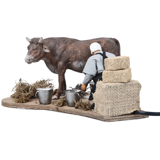 Farmer milking on the move series 14 cm for Mondo Nativity Scene