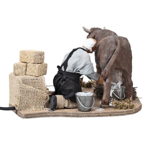 Farmer milking on the move series 14 cm for Mondo Nativity Scene