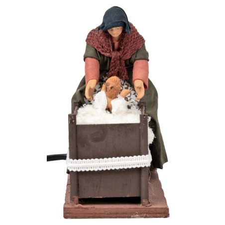 Woman with child in cradle with double movement series 14 cm