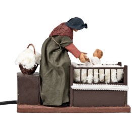 Woman with child in cradle with double movement series 14 cm
