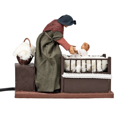Woman with child in cradle with double movement series 14 cm