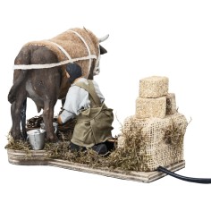 Granjero ordeñando vaca con doble movimiento serie 12 cm por 2