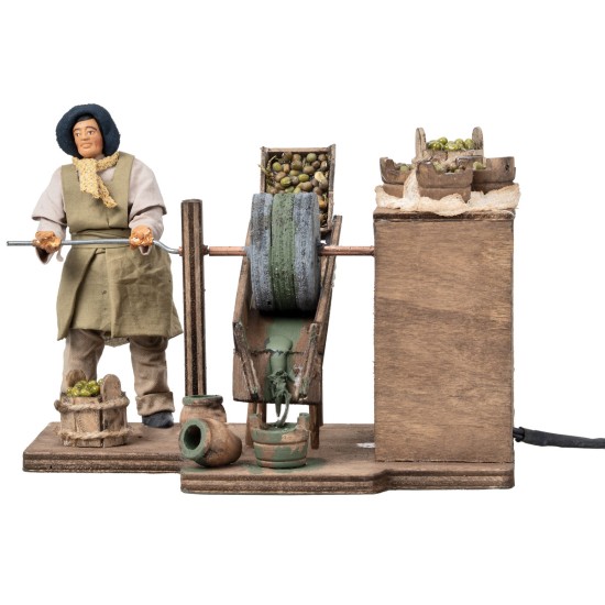 Donna che macina olive in movimento serie 12 cm per presepe