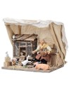 Man with tent and chicken coop in motion series 12 cm