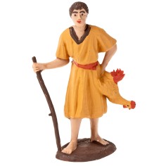 Pastor con gallina h 7 cm Oliver para belén Mundo Pesebres