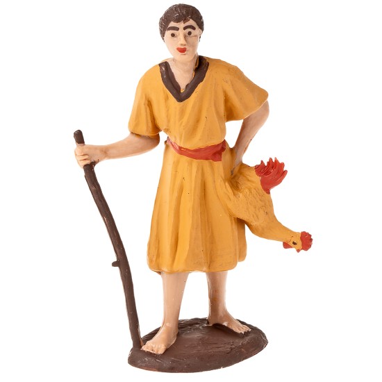 Pastore con gallina h 7 cm Oliver per presepe Mondo Presepi