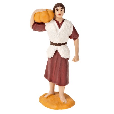 Pastor con calabaza serie Oliver h 7,5 cm para pesebre Mondo