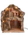 copy of Nativity scene with lights, oven, mill, and stream cm